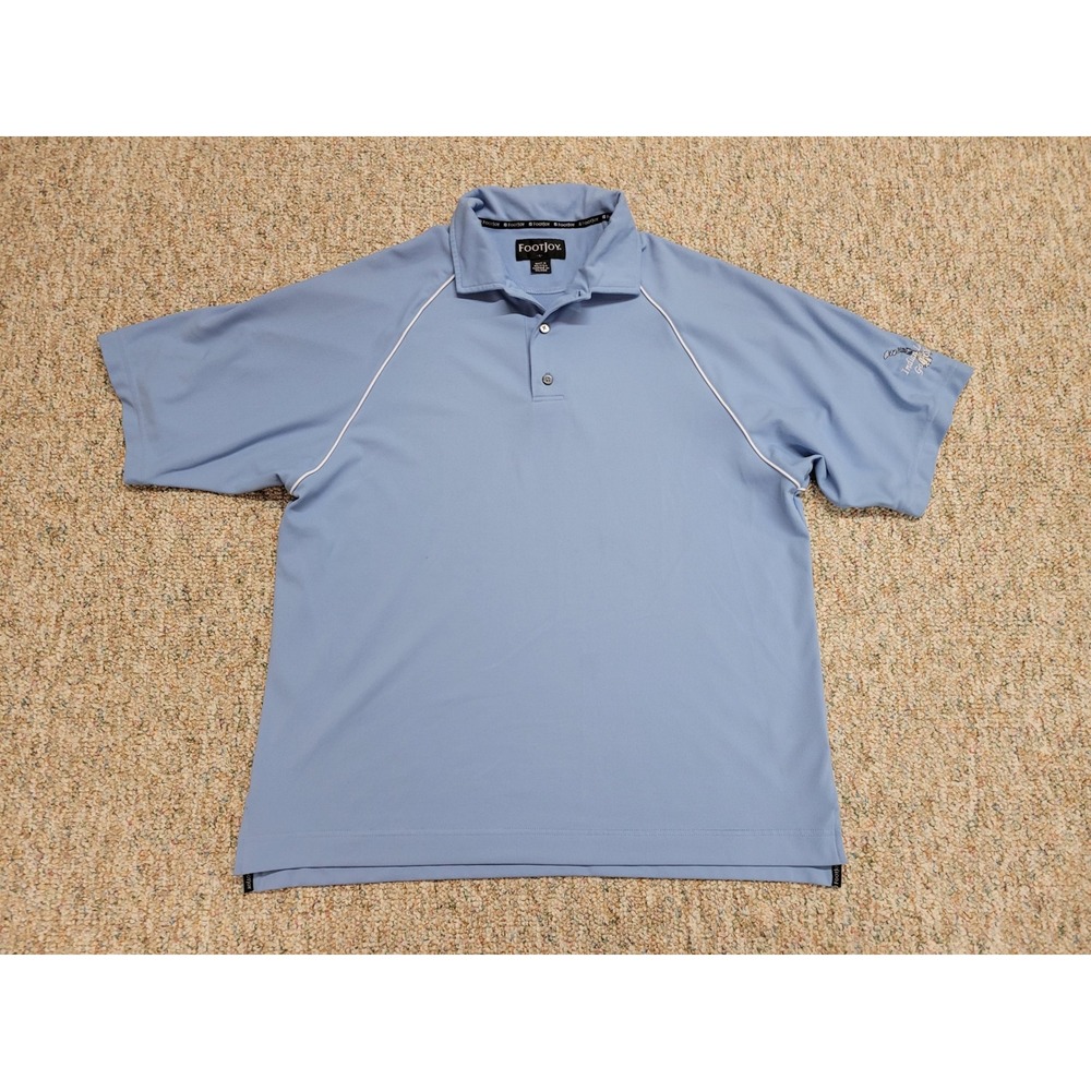 FootJoy Polo Shirt Mens Large Blue Indian Lake Golf Club Performance Activewear